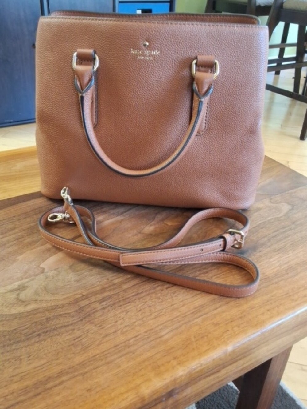 kate spade tan leather satchel with detachable strap